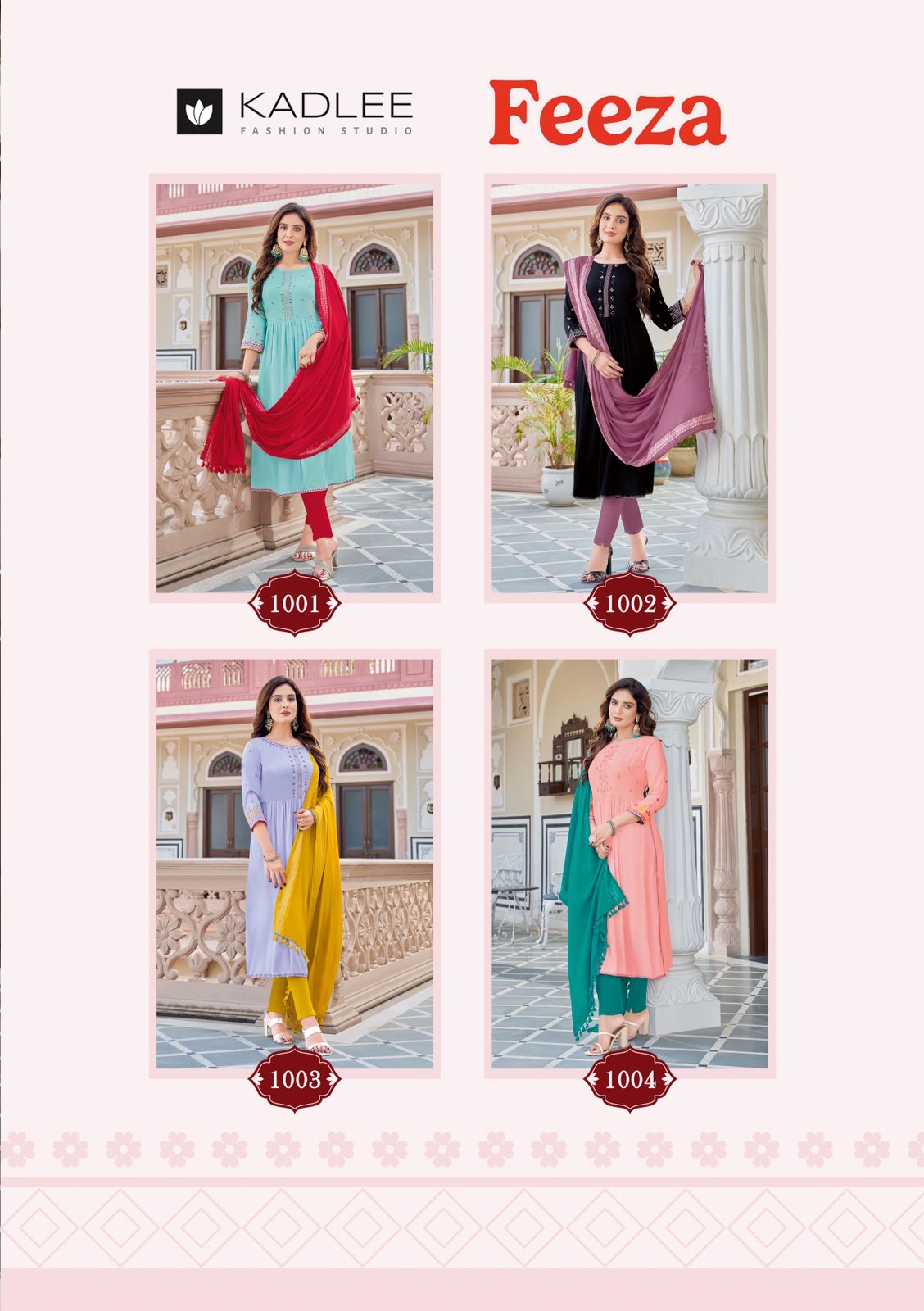 Feeza By Kadlee Rayon Naira Cut Kurti With Bottom Dupatta Wholesale Shop In Surat